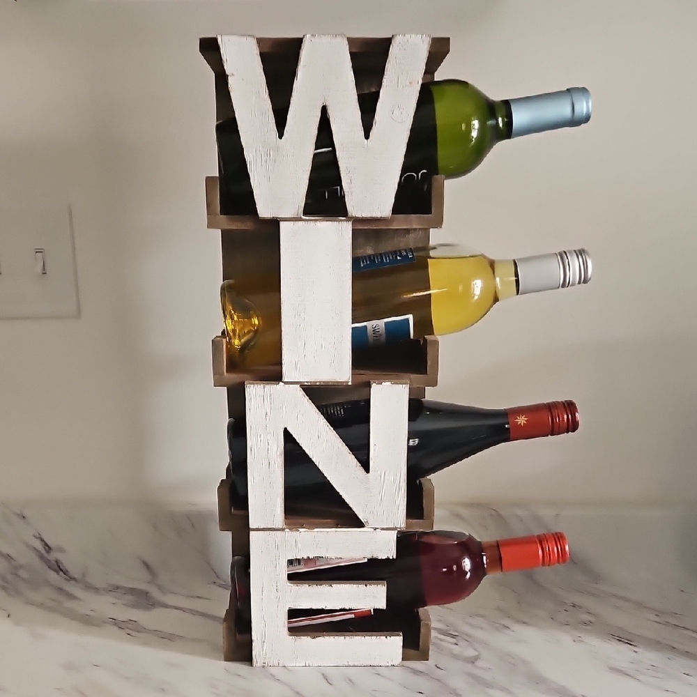 Rustic Wine Rack with White Letters - Picture 7 of 7